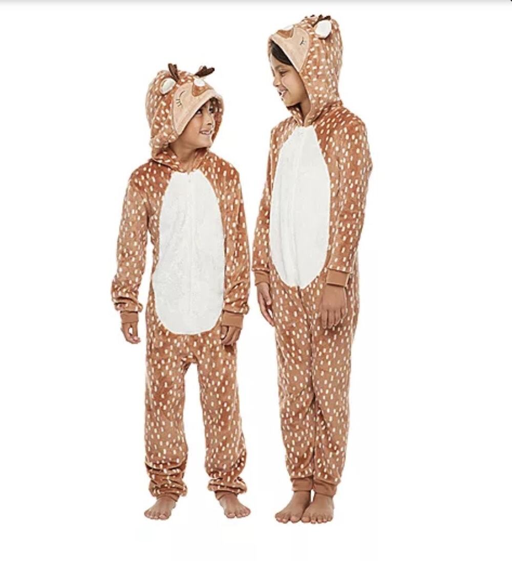 NEW! North Pole Reindeer Kids Unisex Matching Family One Piece Pajama Size S/8